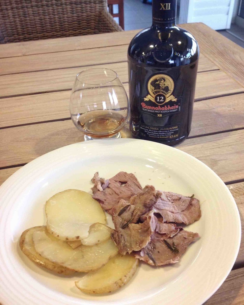 Islay whisky and lamb Jeannette's garlic rosemary lamb recipe Bunnahabhain 12 yo