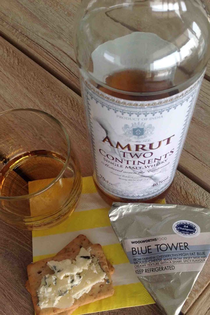 blue tower cheese and Amrut Two continents whisky cheese pairing