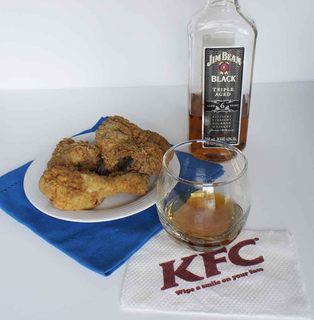 KFC and Bourbon Jim Beam Black bourbon pairing