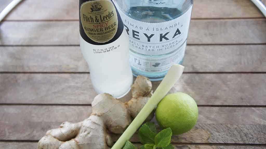 Spicy Lemongrass Moscow Mule with Fitch & Leeds spicy ginger beer and Reyka vodka