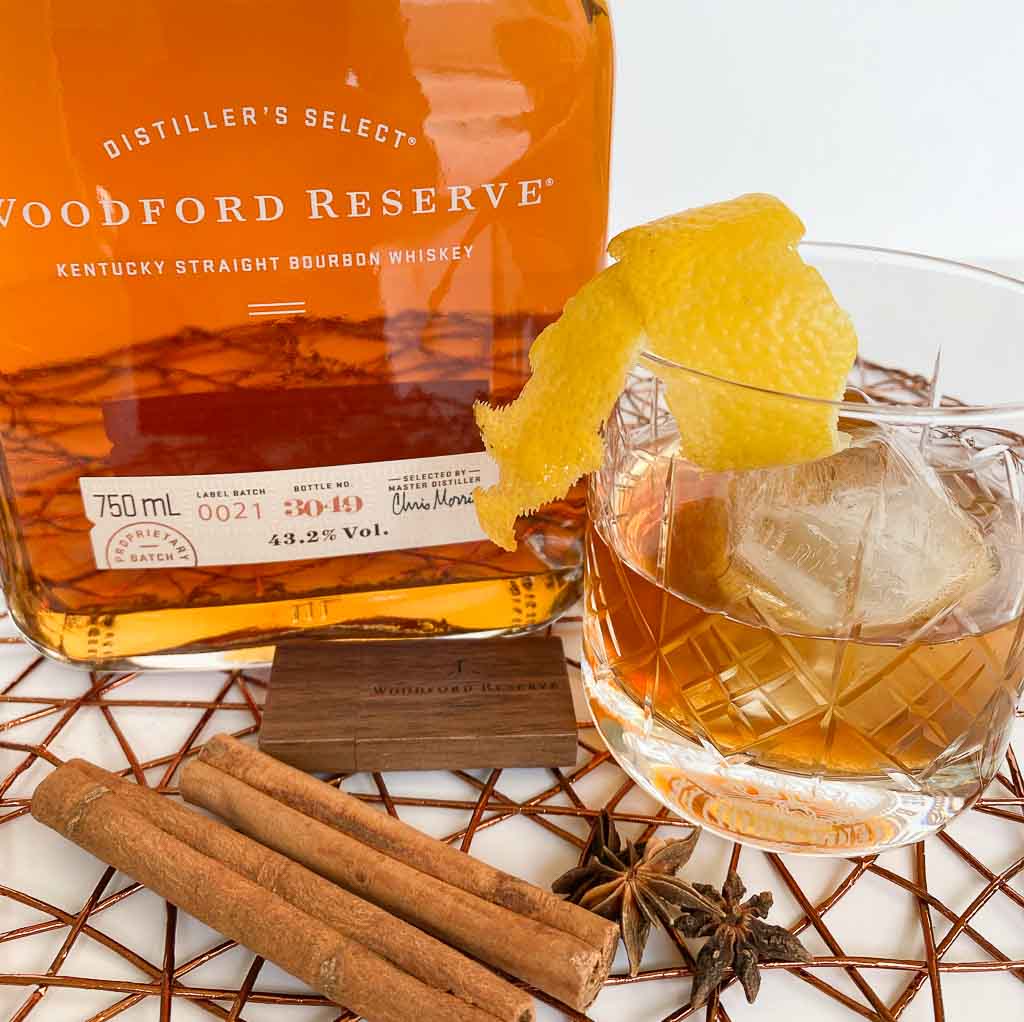 Spicy Old Fashioned Cocktail with Woodford Reserve Bourbon