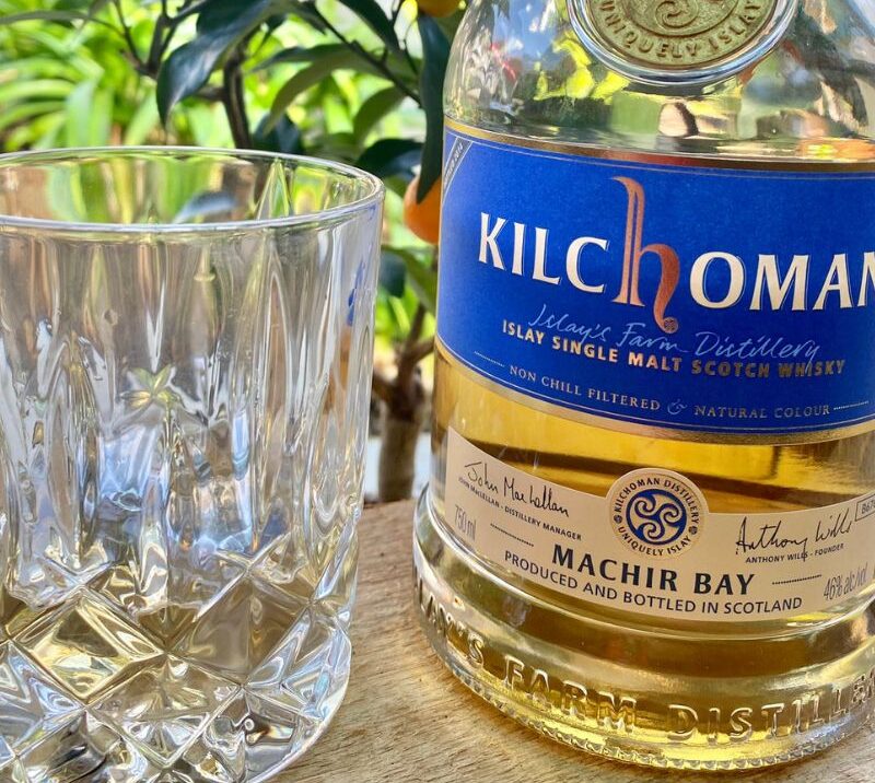 Kilchoman Machir bay whisky with glass