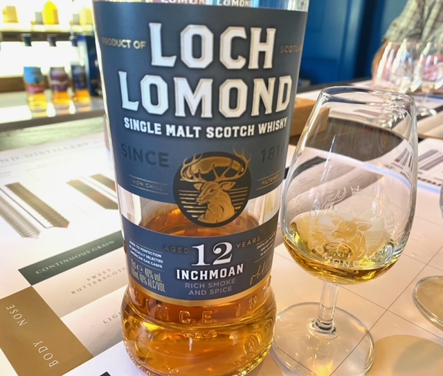 loch lomond inchmoan 12 year old whisky with glass