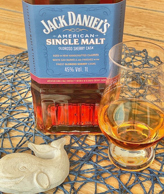 Jack Daniel's single malt whiskey with glass