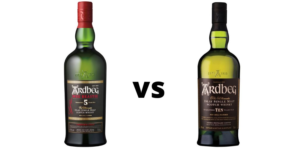 Ardbeg Wee Beastie vs Ardbeg 10 year old whisky