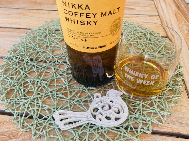 Nikka Coffey malt whisky with glass