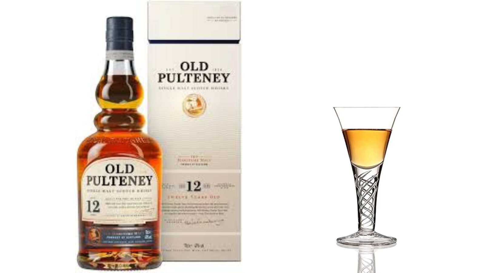 Old pulteney 12 yo with glass Best highland whisky