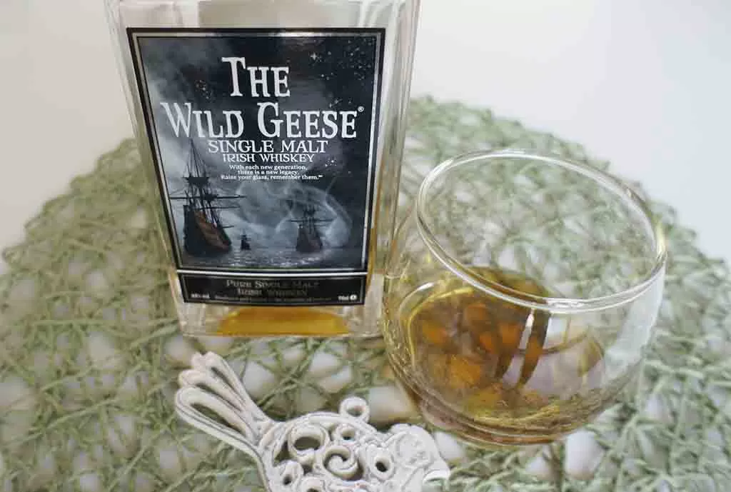 Review and tasting notes The Wild Geese Single Malt Irish Whiskey with glass