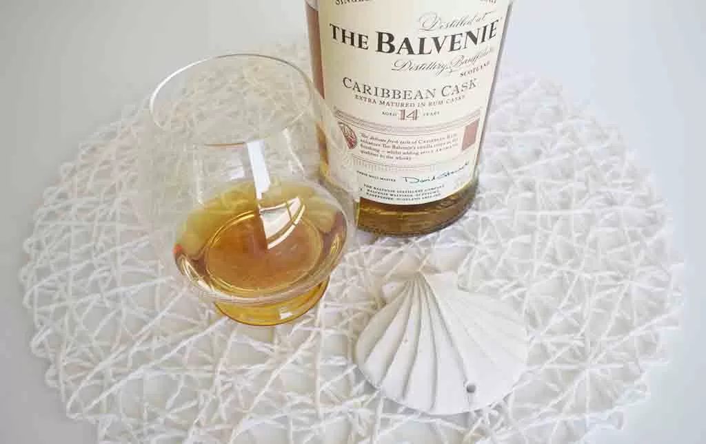 Review and tasting notes The Balvenie Caribbean Cask single matl whisky with glass