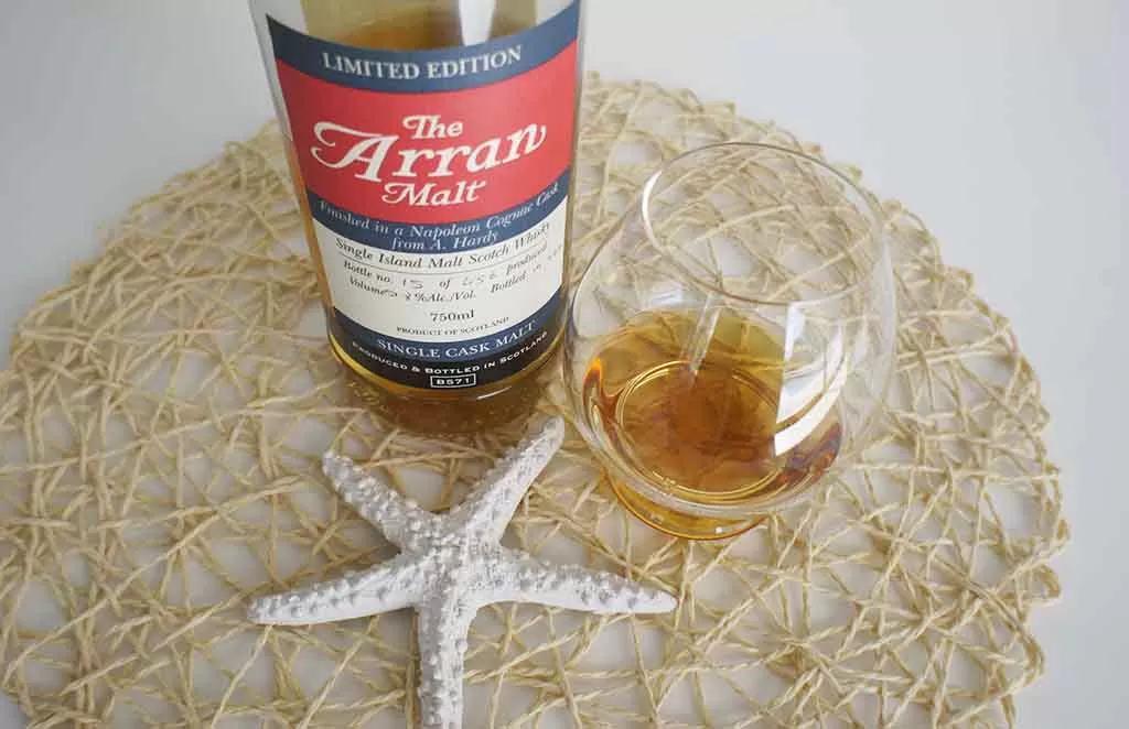 Review and tasting notes Arran Napoleon Cognac Cask single malt whisky with glass