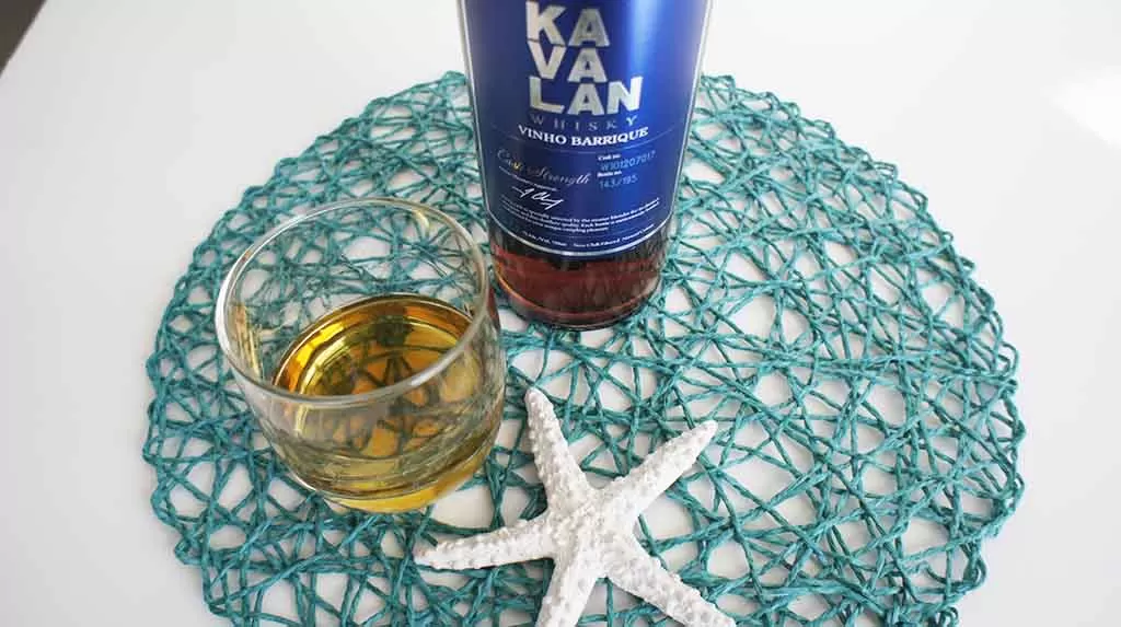 Review and Tasting notes for the Kavalan Solist Vinho Barrique whisky with glass