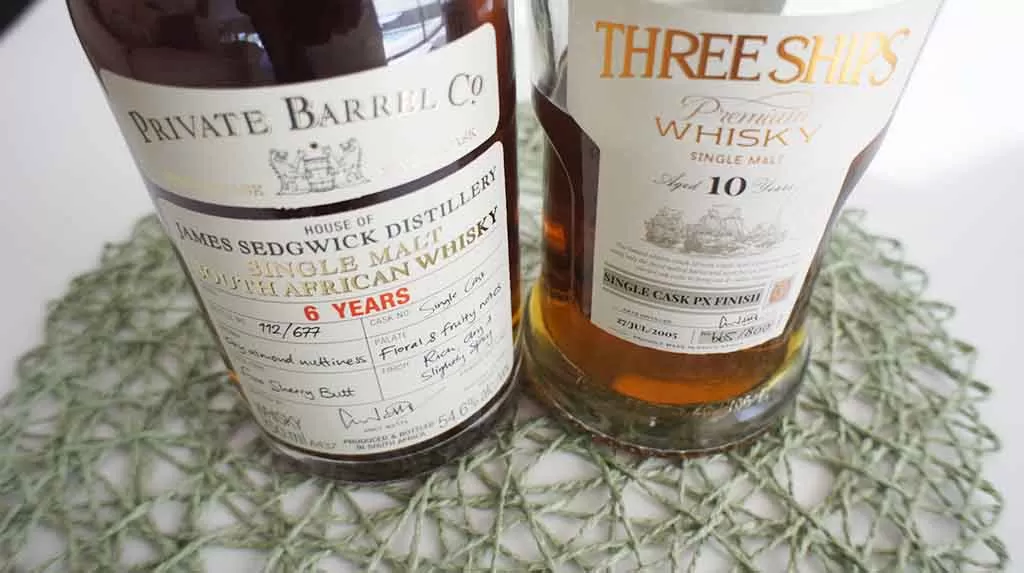 Private Barrel Co. James Sedgwick Distillery 6 yo Fino Cask vs Three Ships 10 yo PX Cask