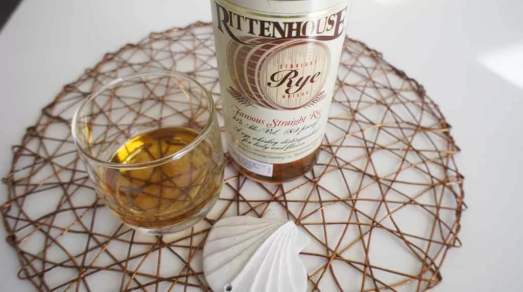 REview and Tasting notes: Rittenhouse Rye whiskey with glass comparisong rittenhouse Rye vs Sazerac Rye whiskey