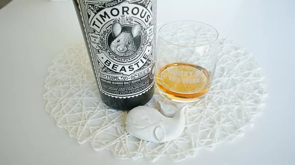 Review and tasting notes Timorous Beastie blended malt whisky with glass