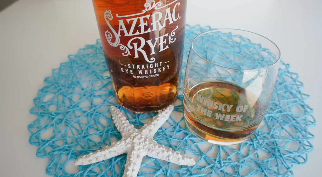 Review and tasting notes: Sazerac Rye Whiskey with glass