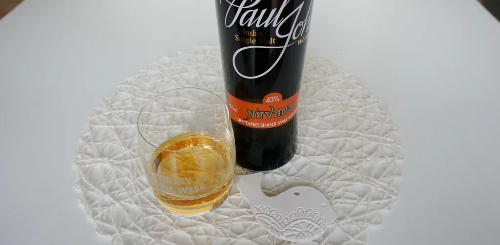 review and tasting notes Paul John Nirvana whisky with glass