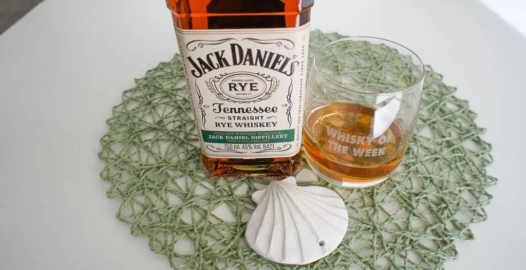 Jack Daniel’s Rye whiskey with glass