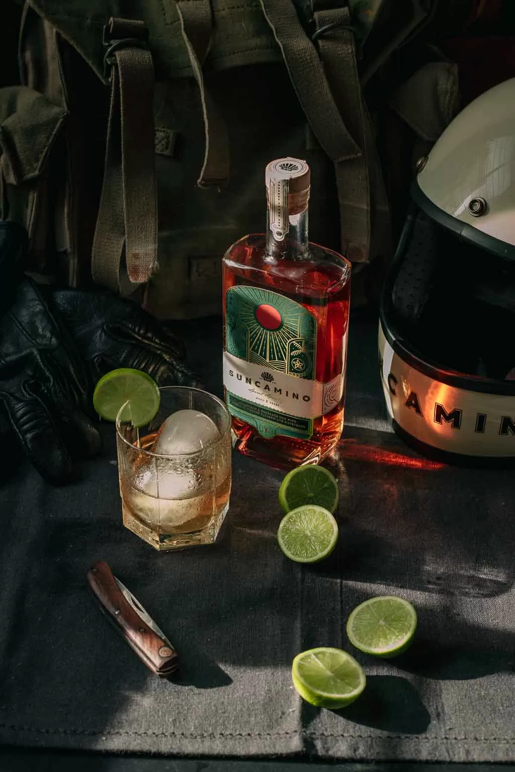 Suncamino floral infused rum on the rocks