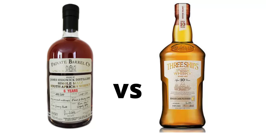 Comparing the Three Ships 10 yo PX cask and the James Sedgwick Distillery 6 yo Fino Cask