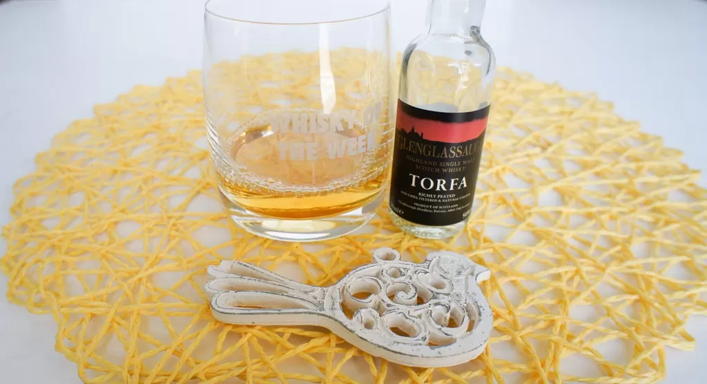 Glenglassaugh Torfa whisky with glass