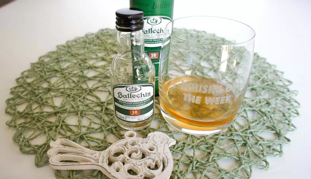 Ballechin 10 yo whisky with glass