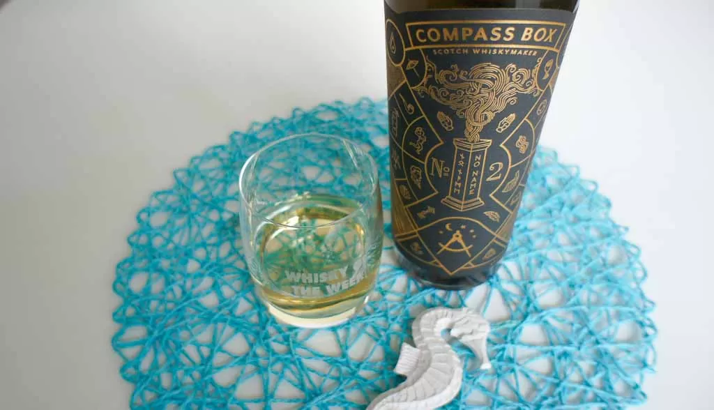 Compass Box No Name No 2 single malt Scotch whisky with glass