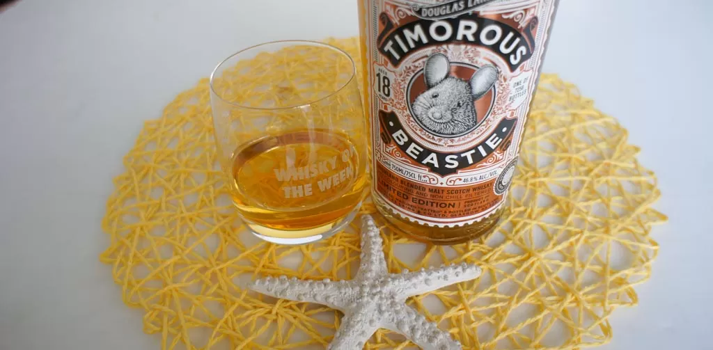 Timorous Beastie 18 yo whisky with Glass