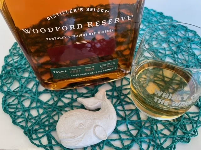 Woodford Reserve Rye whiskey with glass