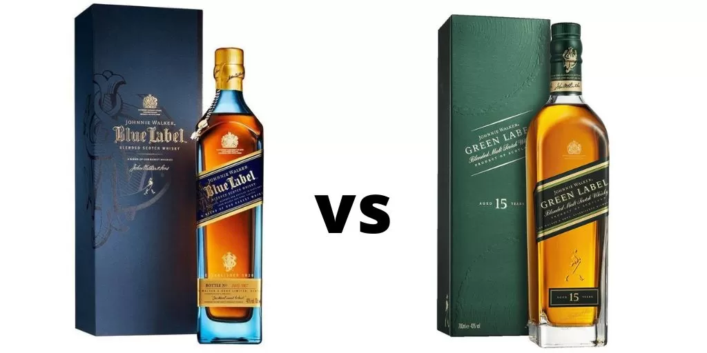 Johnnie Walker Blue Vs Green Label Whisky