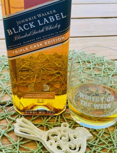 Johnnie Walker Black Label Triple Cask Edition Whisky with glass