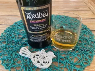 Ardbeg Smokiverse whisky with glass